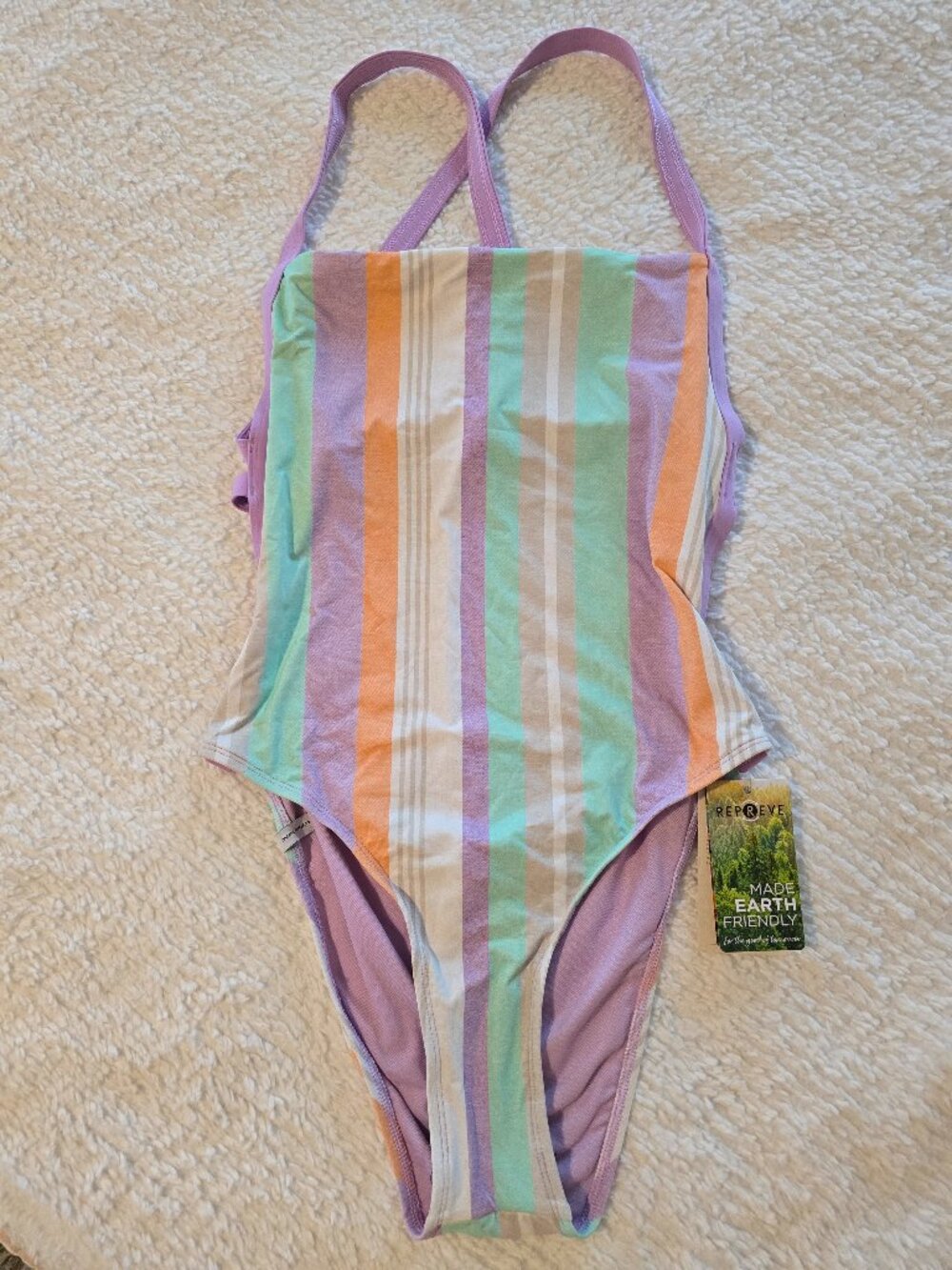 NWT Body Glove x Tatiana Weston-Webb Electra One Piece Swimsuit Lilac Stripe - S
